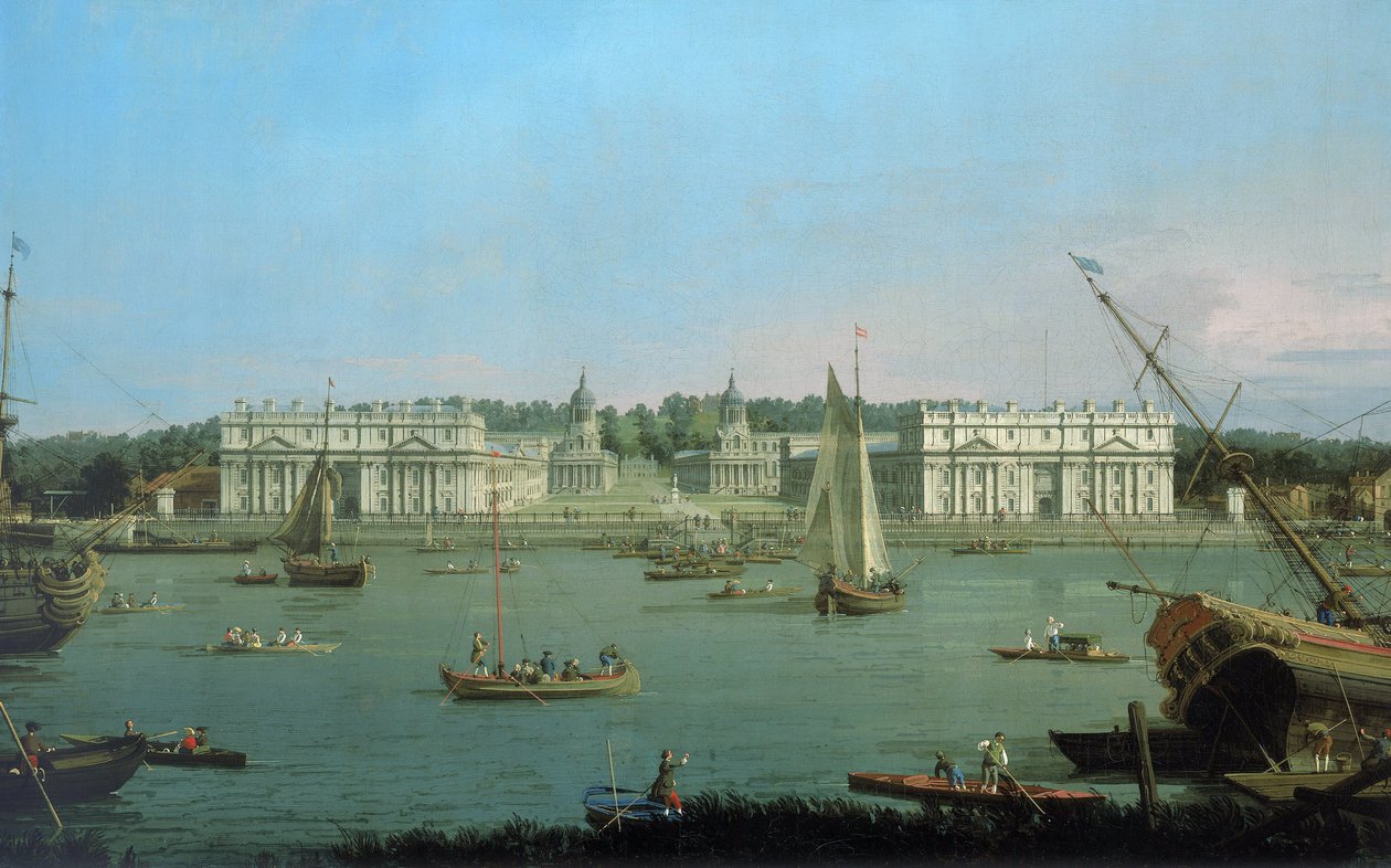 Greenwich Hospital, gezien vanaf de noordelijke oever van de Theems, ca. 1752 door (1697 1768) Canaletto