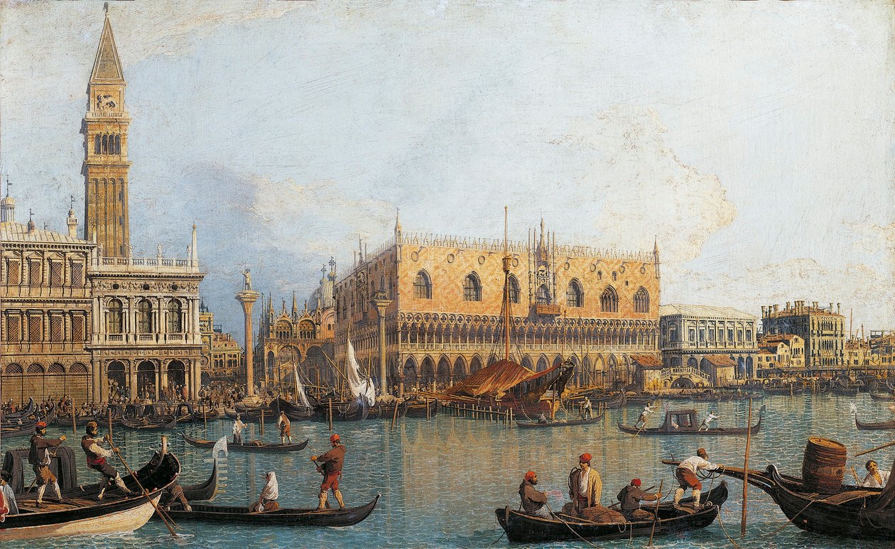 Italië, Florence, geschilderd uitzicht op het hertogelijk paleis in Venetië door (1697 1768) Canaletto