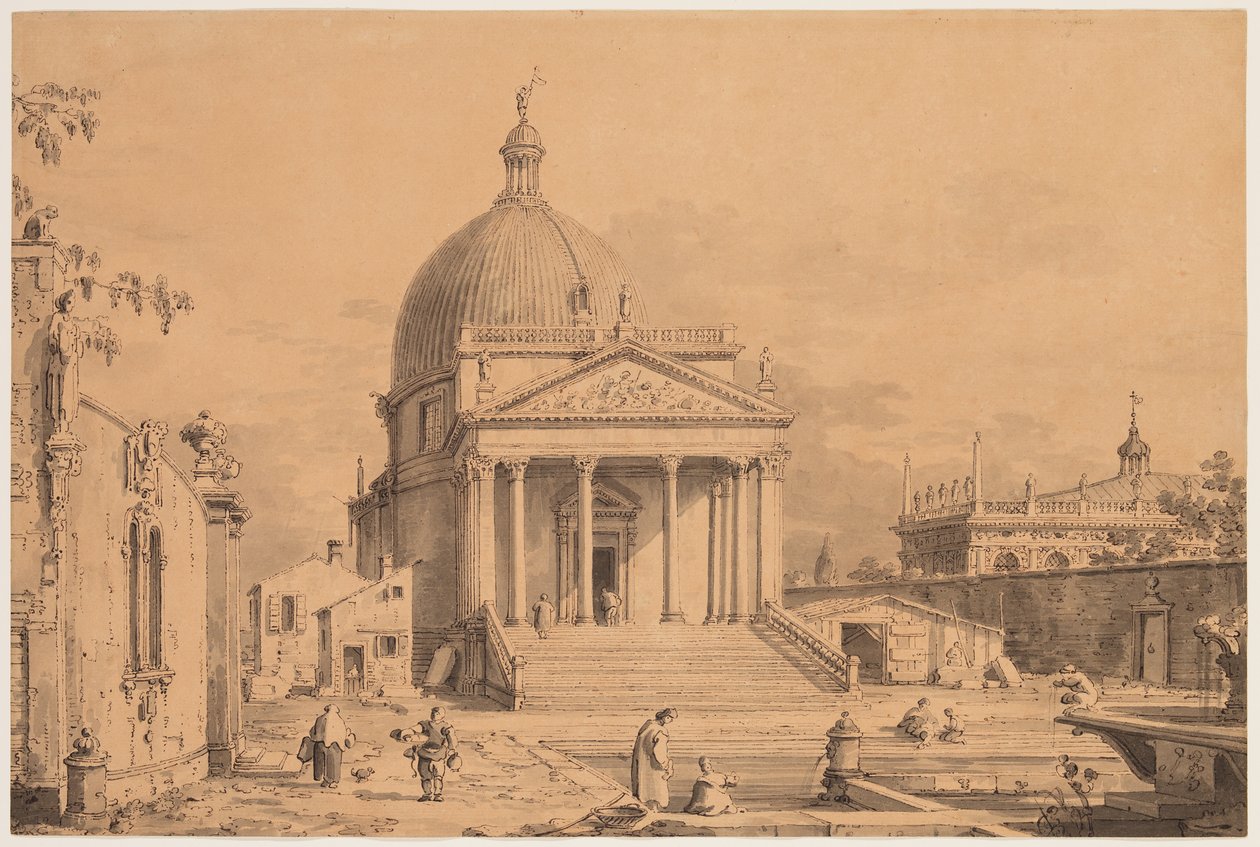 Veduta Ideata met San Simone Piccolo, ca. 1735 door Canaletto