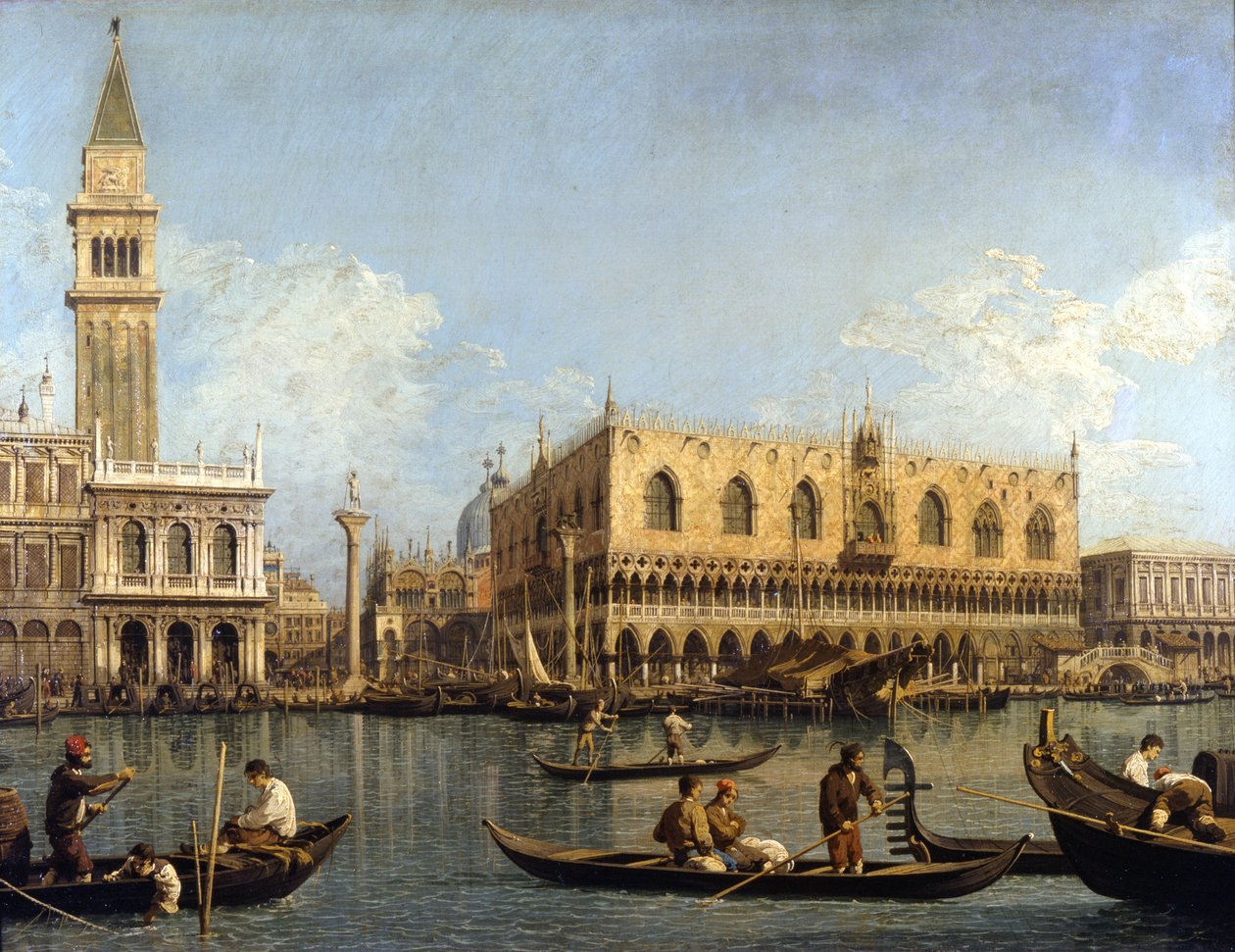 Canaletto (1697 - 1768): Uitzicht op het Dogepaleis in Venetië Milano pinacoteca di Brera door Canaletto