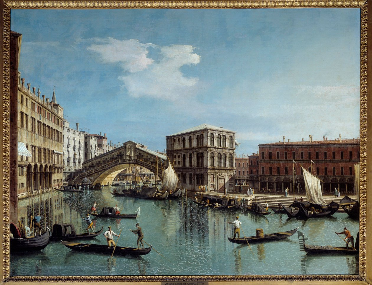 De Rialtobrug in Venetië door Canaletto