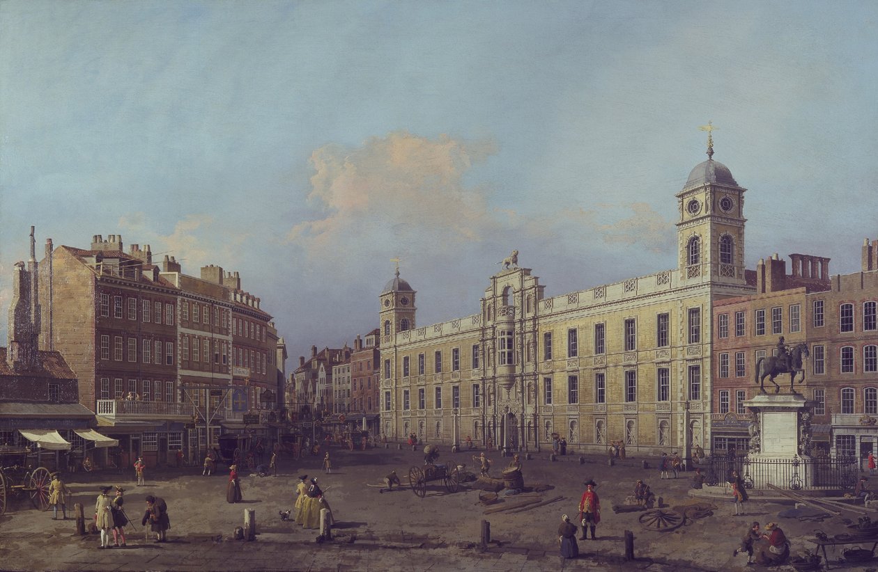 Londen, een uitzicht op Northumberland House, kijkend naar het oosten door Canaletto