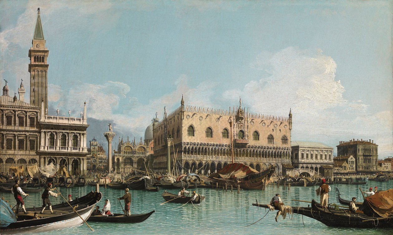 De pier bij het Piazza San Marco in Venetië, door Canaletto (1697-1768). Olie op doek, ca. 1729. Ablo Coleccion door Canaletto