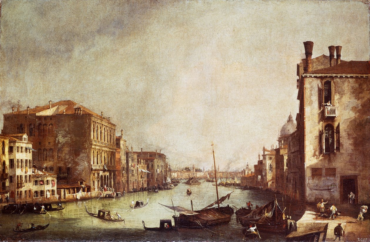 Uitzicht op Canal Grande vanaf San Vio door Canaletto
