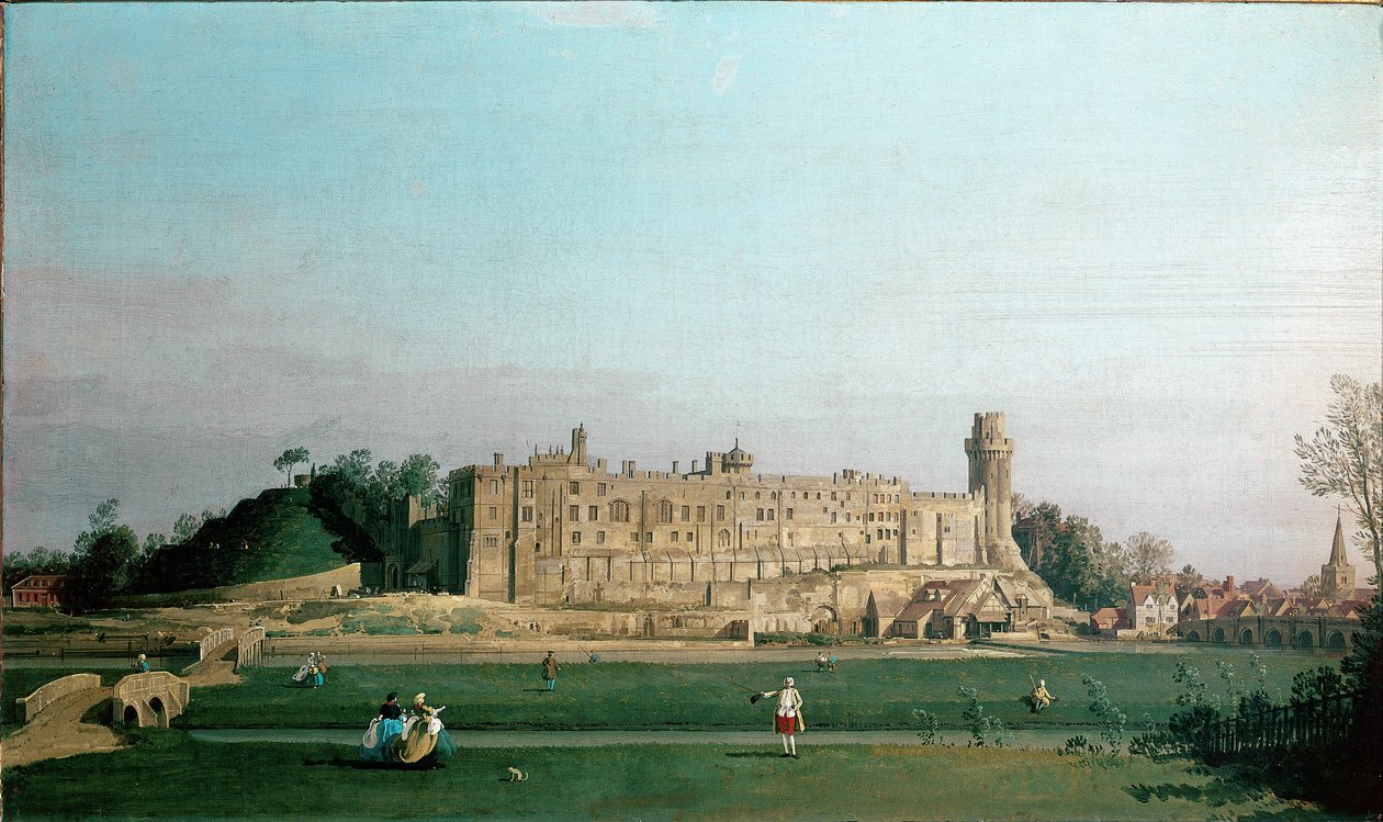 Uitzicht op Warwick Castle door Canaletto