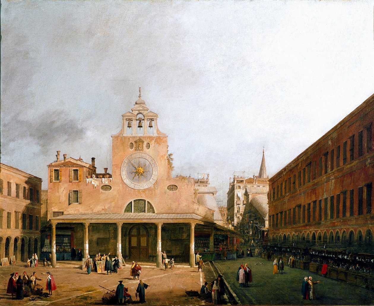 Uitzicht op het Campo San Giacometto in Venetië door Canaletto