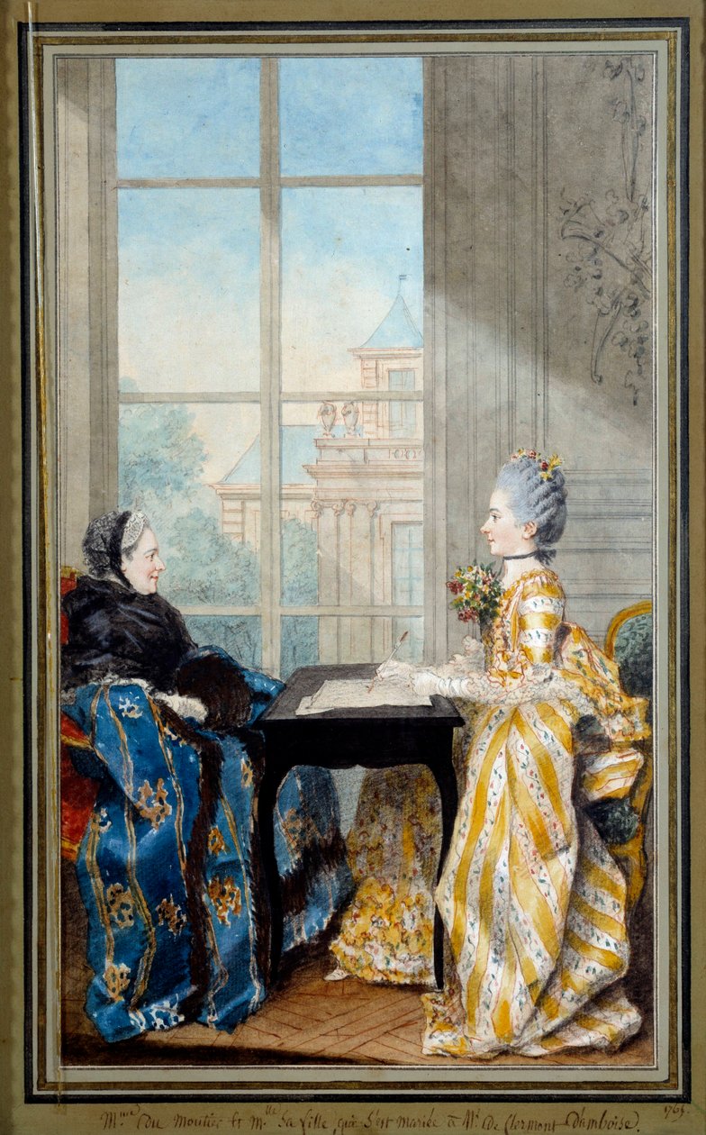 Portret van Madame du Moutier en Mademoiselle La Ville, vrouw van Monsieur Clermont d