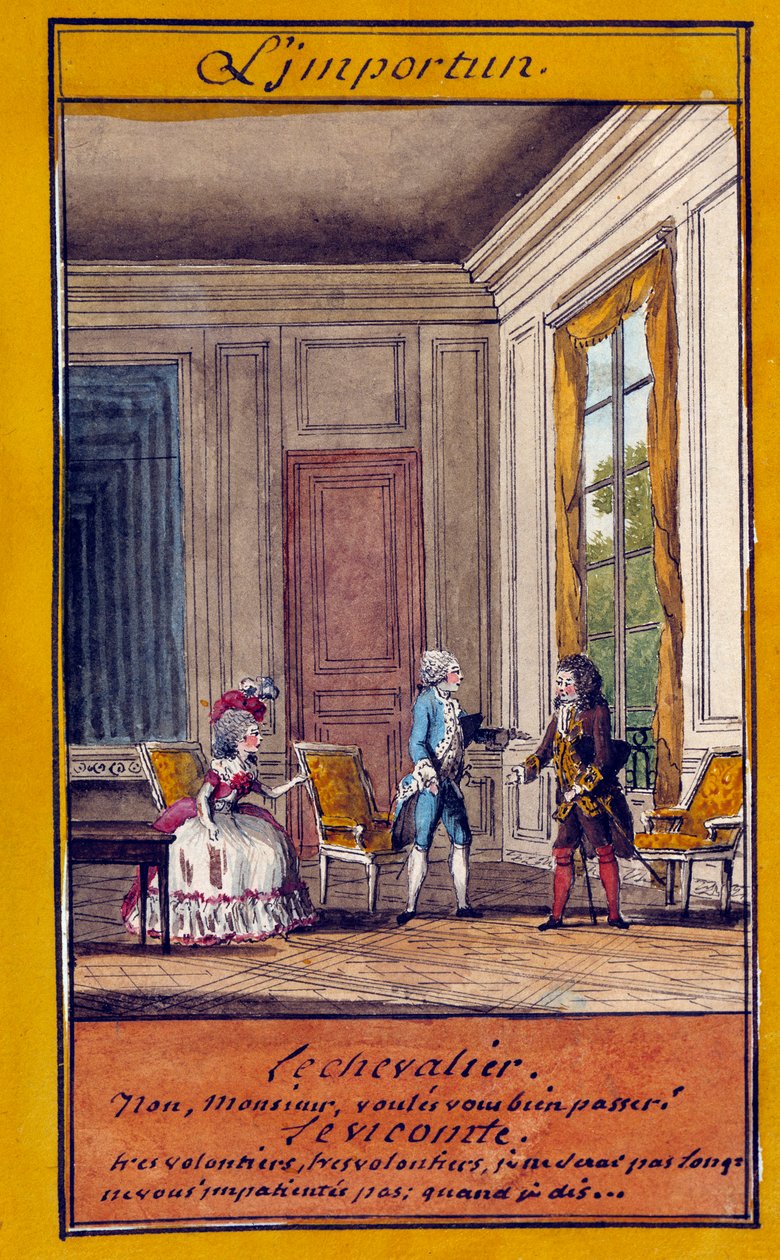 De ongewenste (Illustratie van een serie spreekwoorden) door Carmontelle