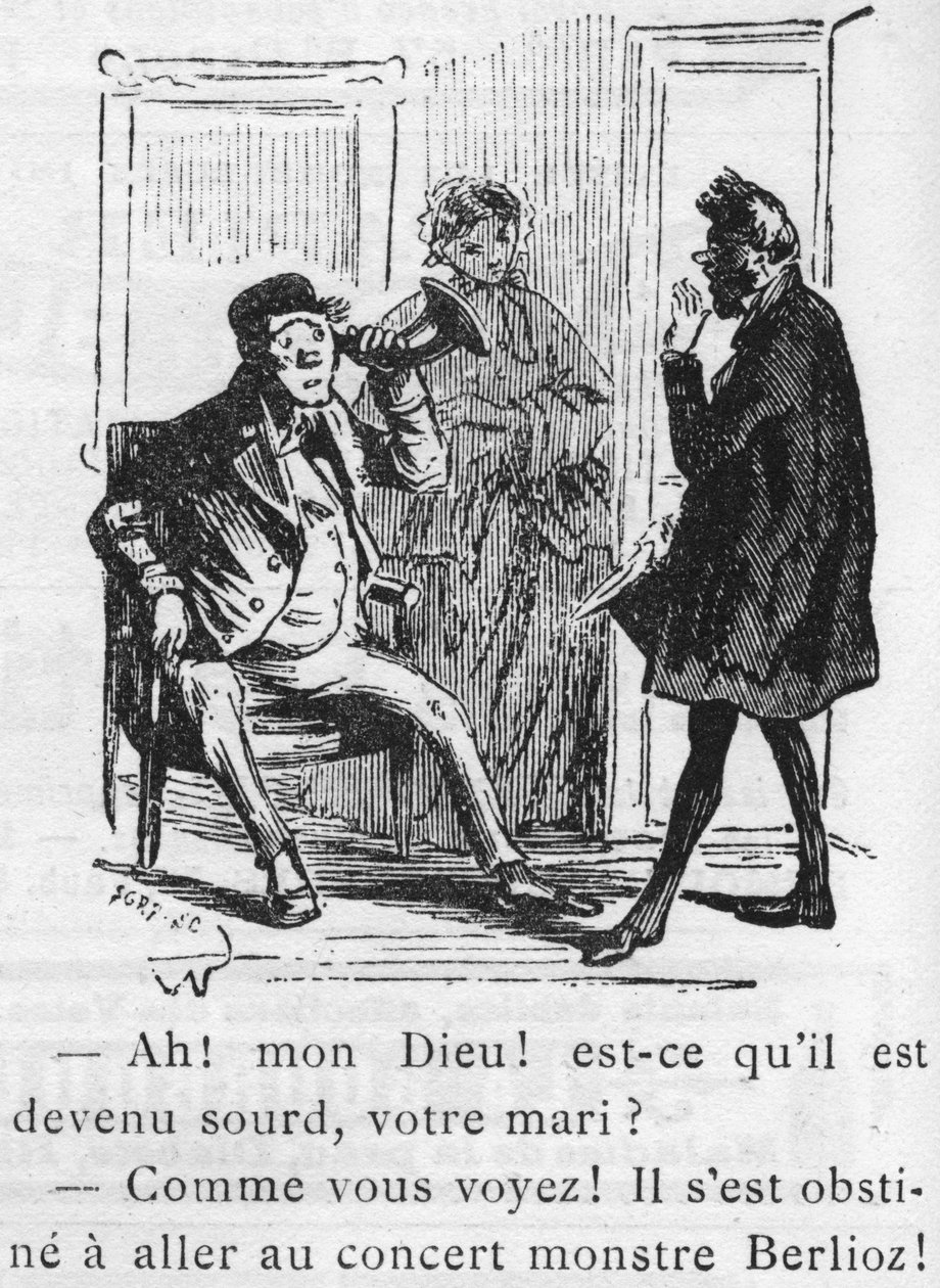 Cartoon over het werk van Hector Berlioz (1803-1869) ontworpen door Nadar in 1856 voor het Journal pour rire door Nadar