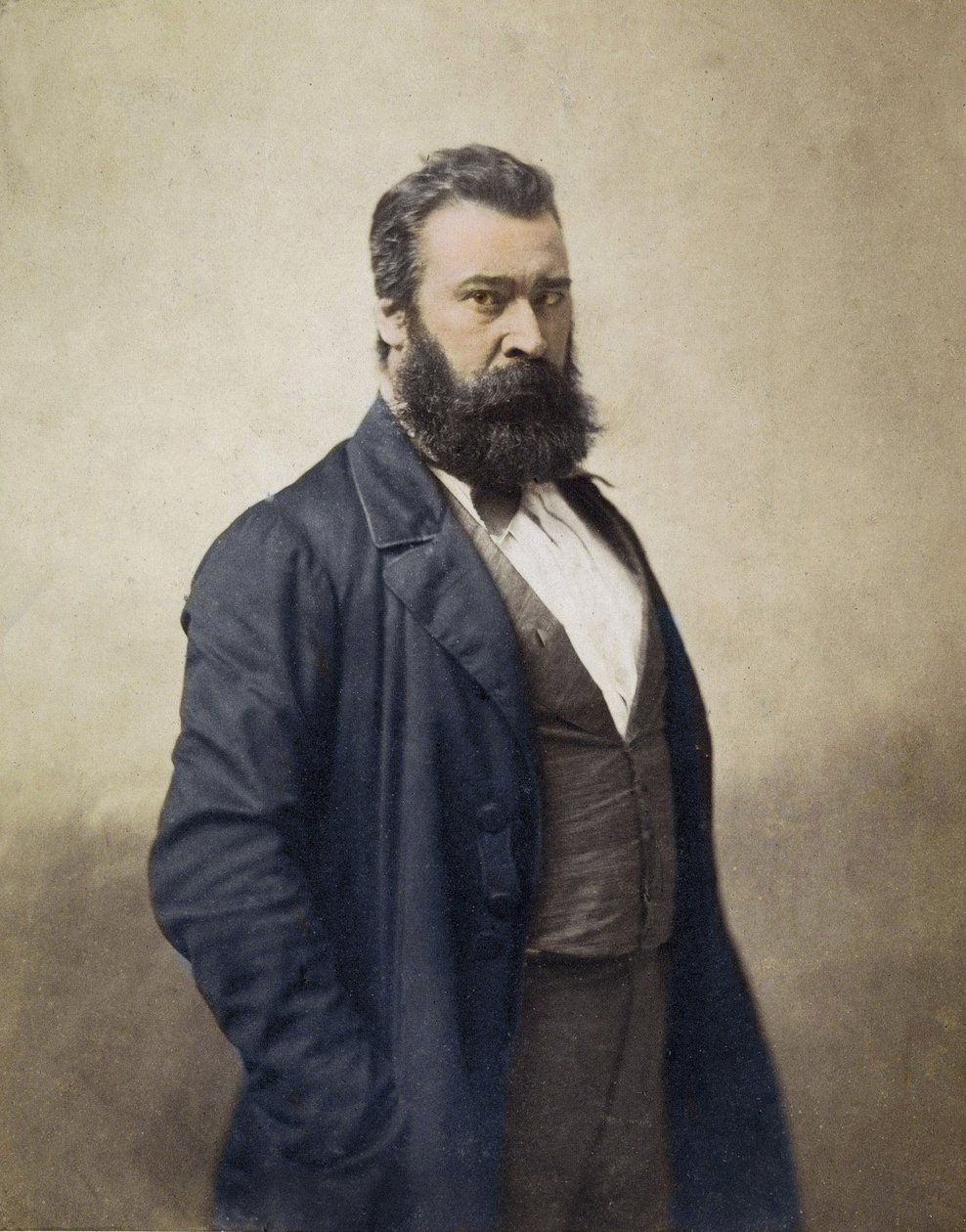 Jean Francois Millet (1814-1875) Franse schilder ca. 1870 foto door Nadar - Digitale inkleuring - Portret van Jean-Francois Millet (1814-1875), schilder, graveur. Foto van Nadar. 19e eeuw door Nadar