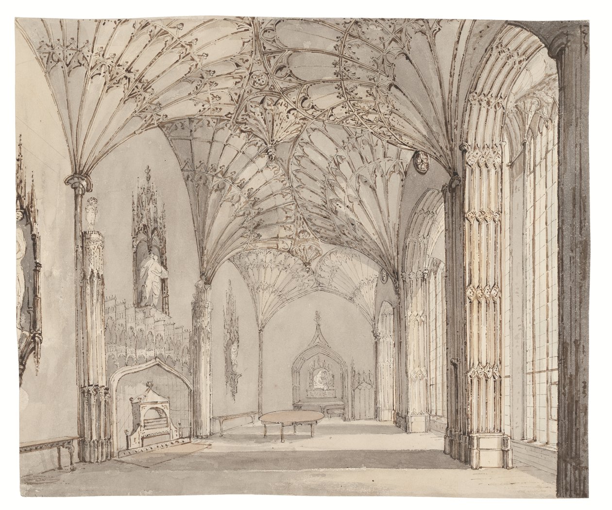 De eetkamer in Arbury Hall, Nuneaton, Warwickshire, ca. 1810 door (after) English School