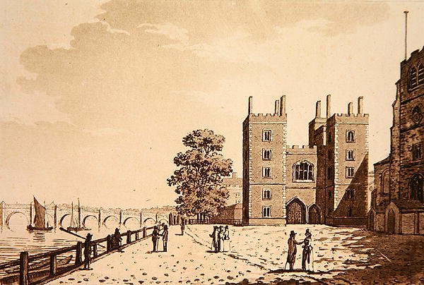 Uitzicht op Lambeth Palace, ca. 1800 door (after) English School