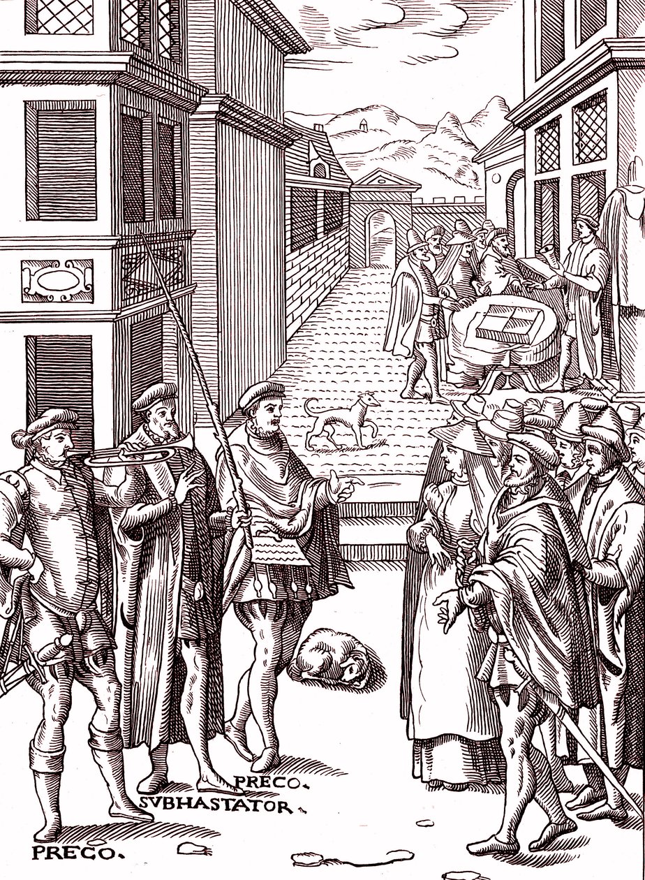 De stadsomroeper die op zijn trompet blaast door (after) Flemish School
