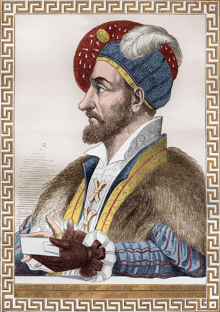 Charles III Hertog van Bourbon, bekend als de Connetable van Bourbon, gravure naar Gaignieres uit het boek 