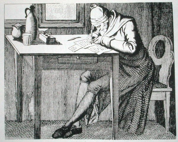 Gaspard Lavater (1741-1801) in zijn studeerkamer, kopie van een illustratie uit zijn 