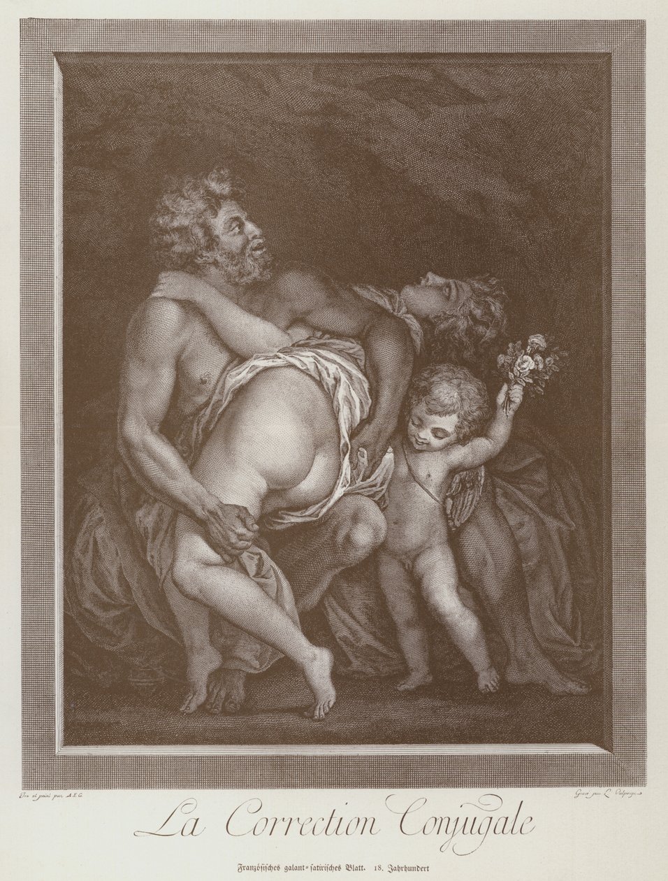 Huwelijkscorrectie, Franse cartoon door (after) French School