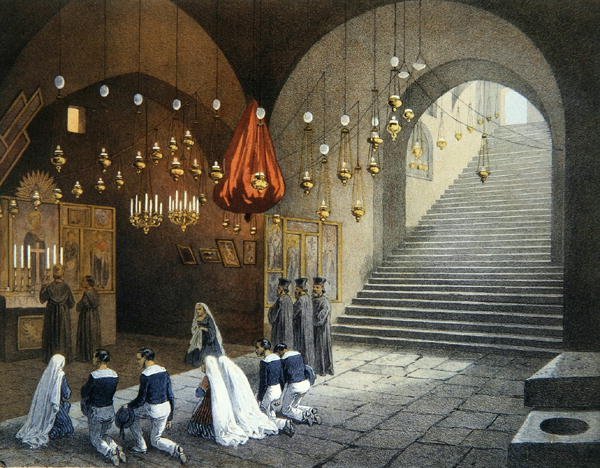 Het graf van de Maagd Maria in Efeze nabij Izmir, illustratie uit 