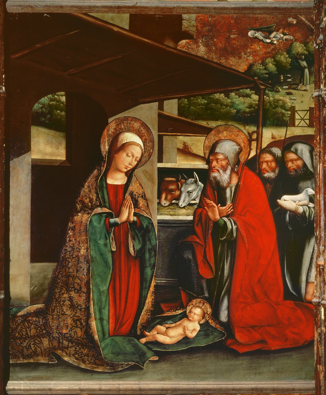 Aanbidding van de herders, altaarstuk uit de kerk van Santa Maria Palau-Solita, Barcelona door (attr. to) Master of Ares