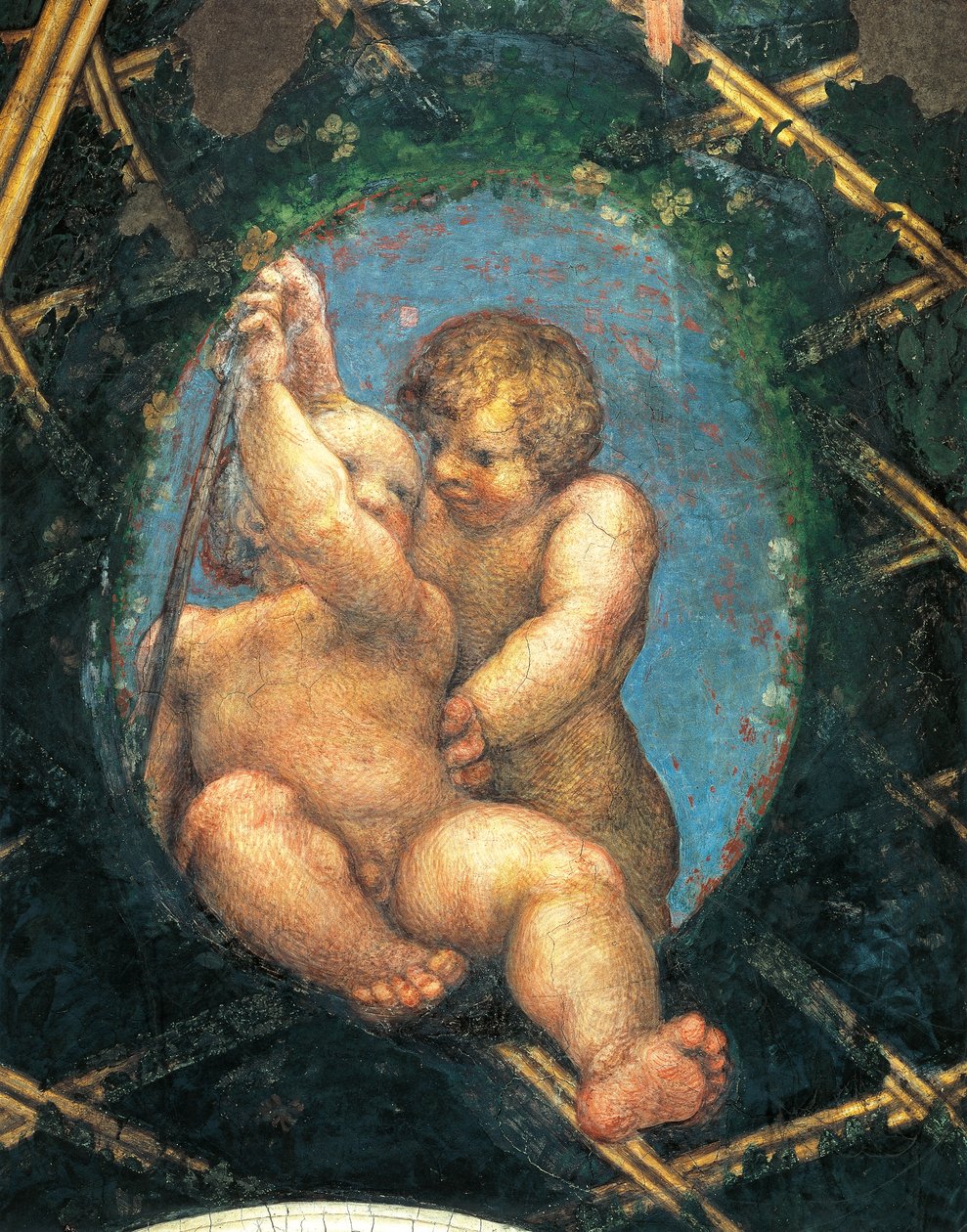 Ovaal met cherubijnen, detail van decoratie uit St. Paul