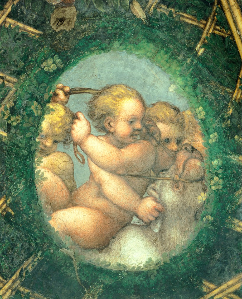 Ovaal met cherubijnen, fresco door Antonio Allegri Da Correggio, Abdis