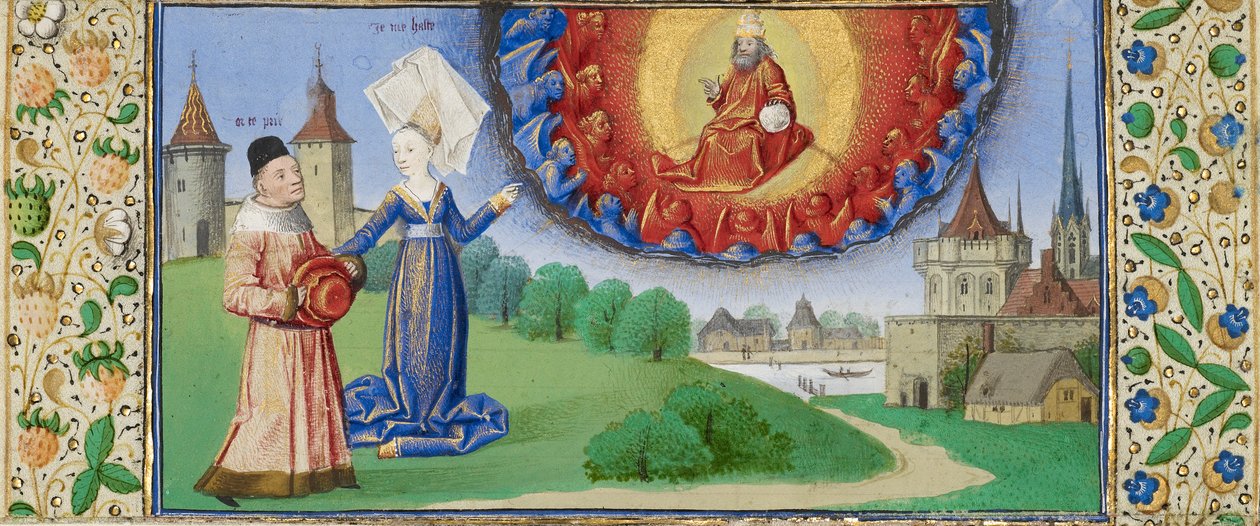 Filosofie Onderwijst Boëthius over de Rol van God, c.1465 door (fl.1450 75) Master of Coetivy