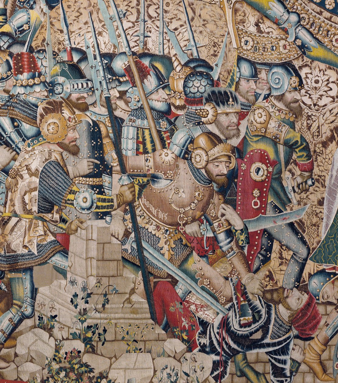 De Trojaanse Oorlog: De Vernietiging van Troje, ca. 1470 (wandtapijt) door (fl.1450 75) Master of Coetivy
