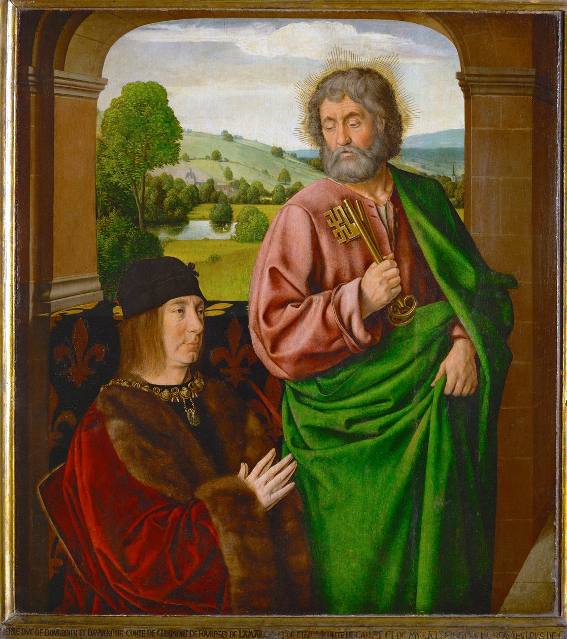 Pierre II, sire de Beaujeu, hertog van Bourbon, aangeboden door Sint Pieter ... door (fl.c.1483 c.1529) Master of Moulins