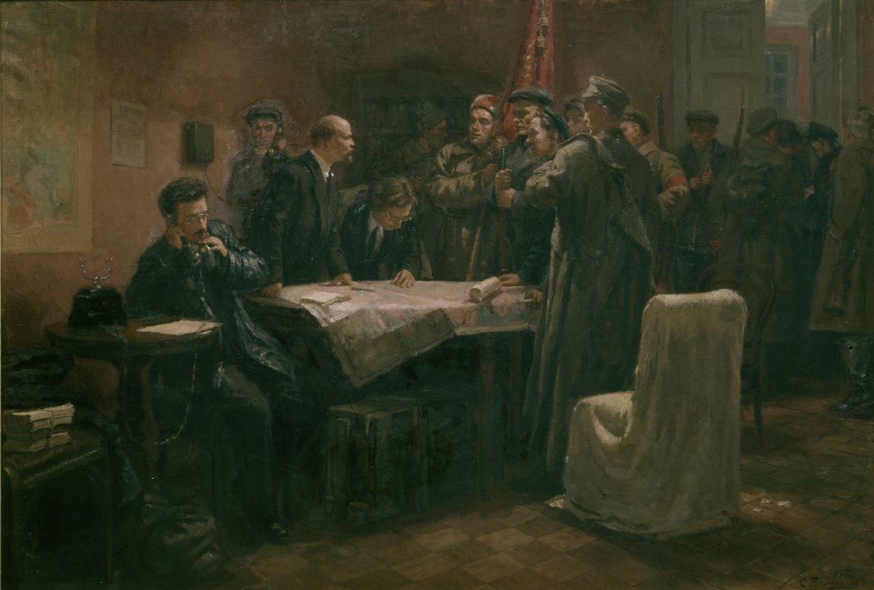 Voor de aanval door S. P. Viktorov, 25 oktober 1917 door Unknown