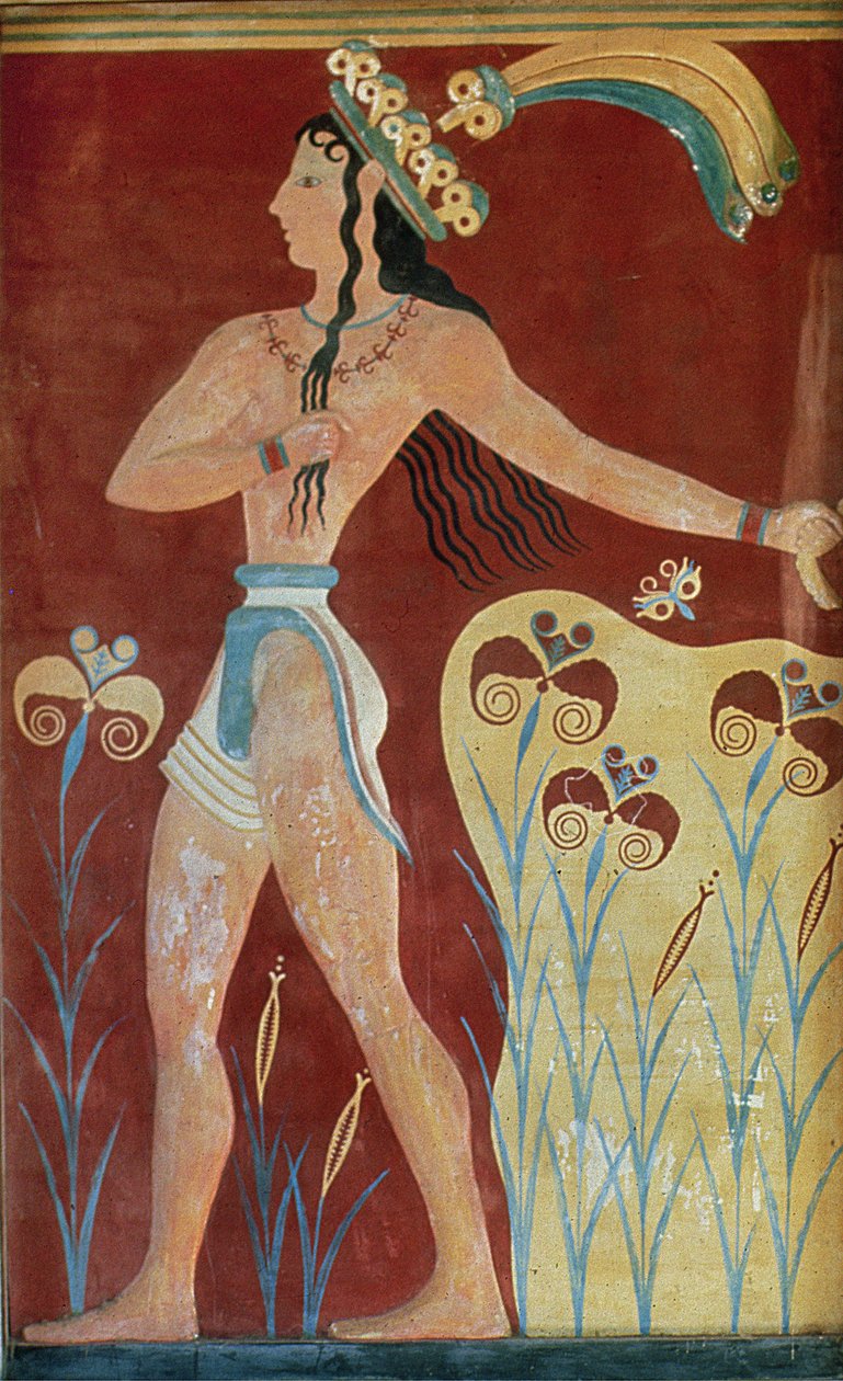 Koning-priester of prins met lelies, uit het paleis van Knossos, 16e eeuw v.Chr. door Unknown