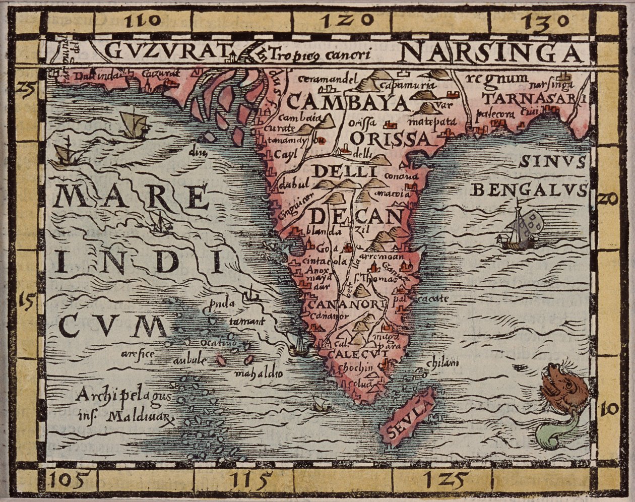 Kaart van India door Unknown