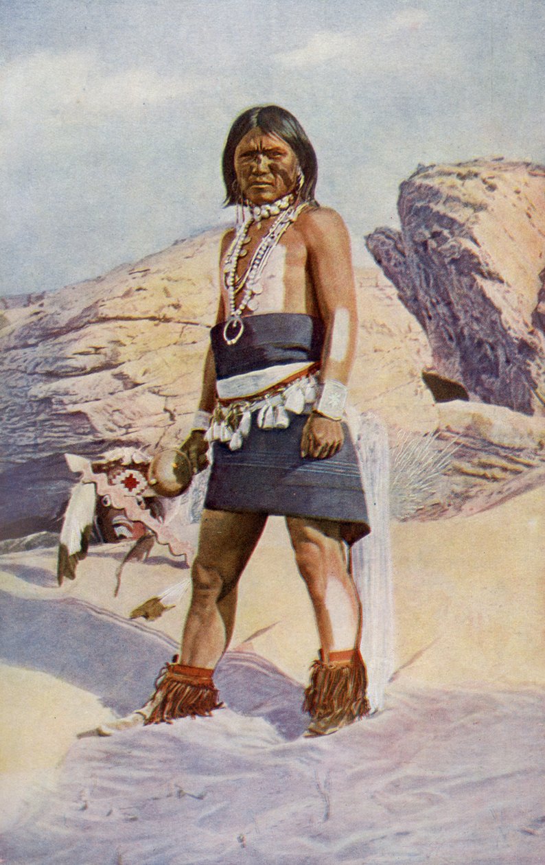 Noord-Amerika. Een Hopi-slangendanser uit Arizona. 1920 door Unknown