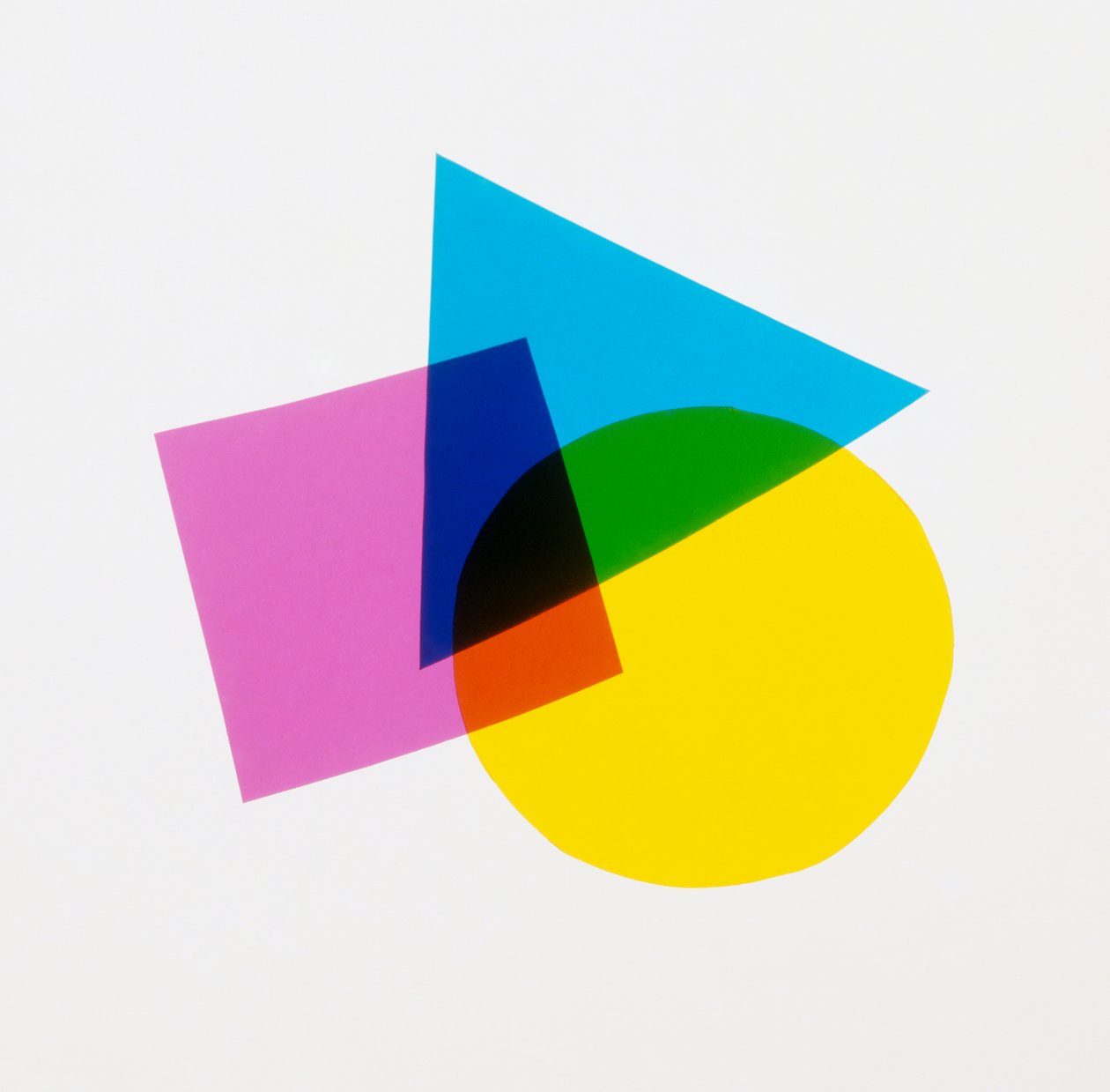 Overlappende geometrische vormen met primaire en secundaire kleuren door Unknown