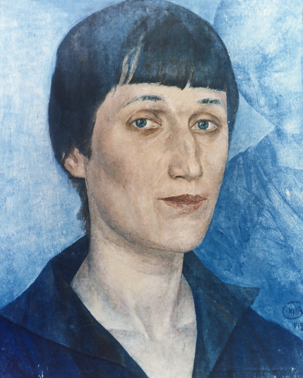 Portret van de Russische dichteres Anna Achmatova (1888-1966) door Petrov-Vodkin, 1922. door Unknown