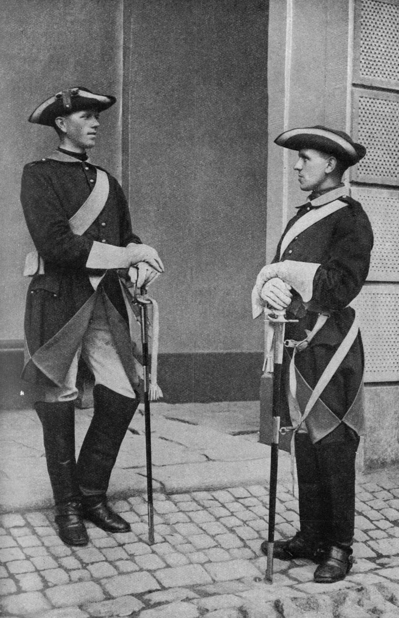 Zweden. Krachtige Zweedse bewakers van de majesteit van de koning. 1920 door Unknown