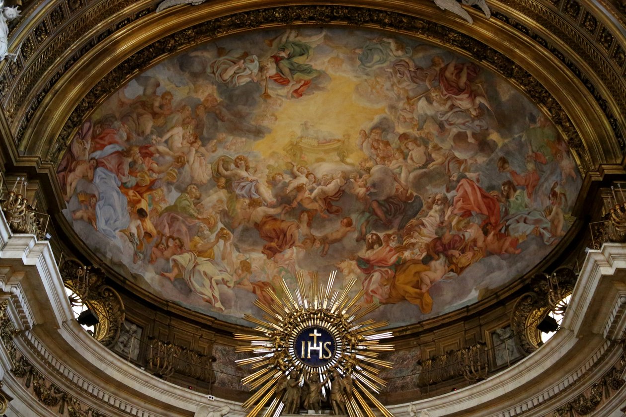 Zicht op de apsis, geschilderd door Giacomo Barozzi da Vignola, 16e eeuw, Chiesa del Gesu, Rome door Unknown
