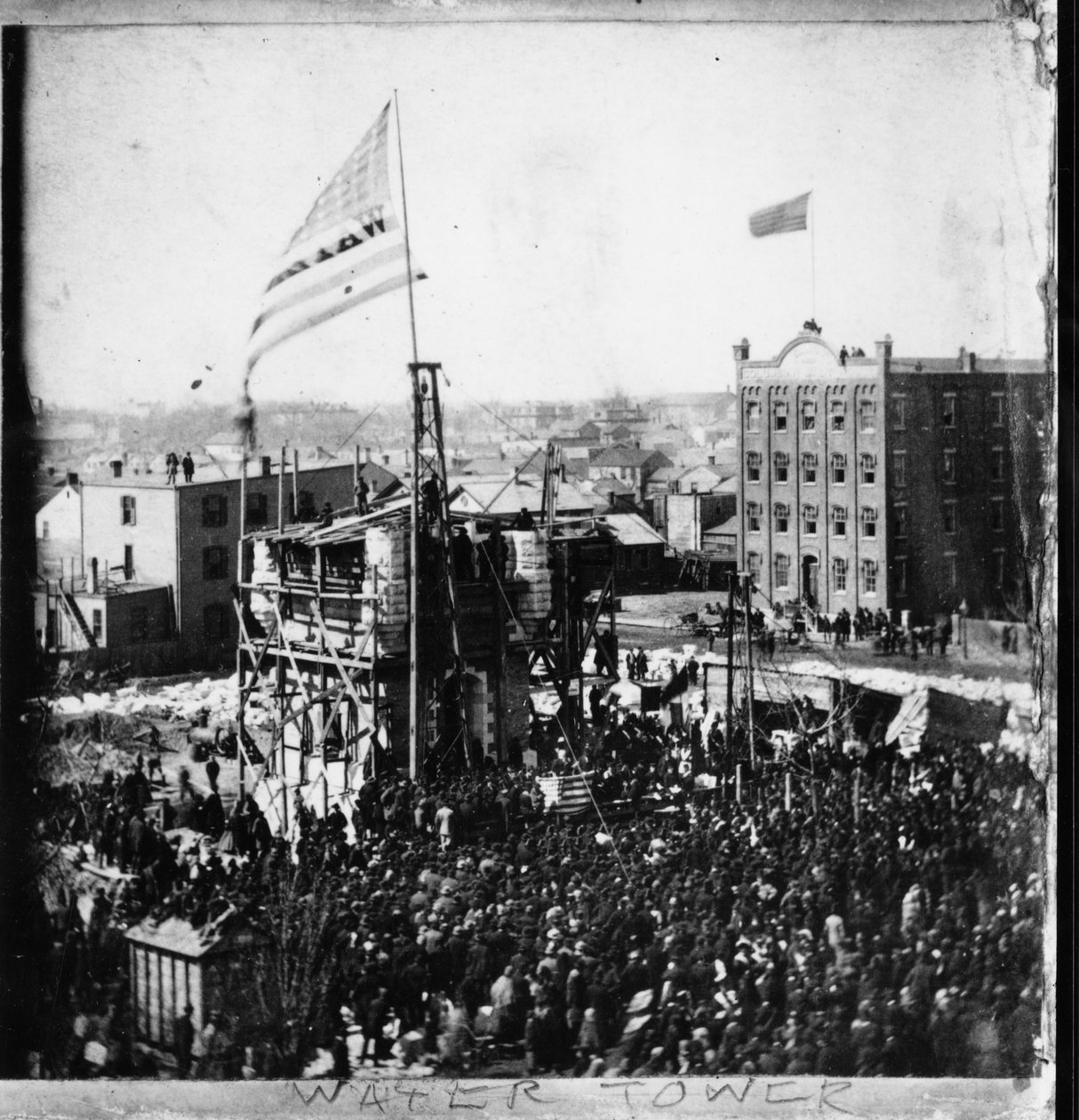 Legging van de eerste steen voor de Chicago Water Tower, 25 maart 1867 door American Photographer