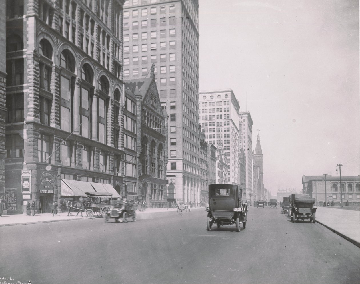 Uitzicht op Michigan Avenue, Chicago, noord vanaf Congress, 1911 door American Photographer