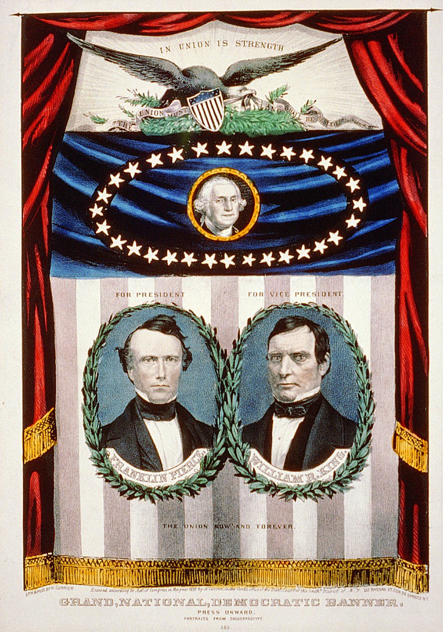 Democratische presidentiële campagnebanner, 1852 door American School