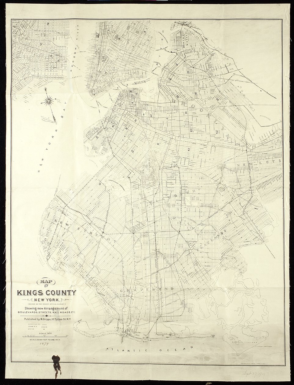 Kaart van Kings County, New York, 1879 door American School