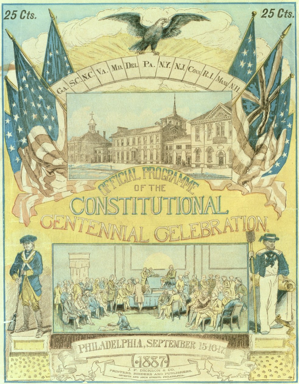 Officieel Programma voor de Constitutionele Eeuwfeestviering in november 1887 door American School