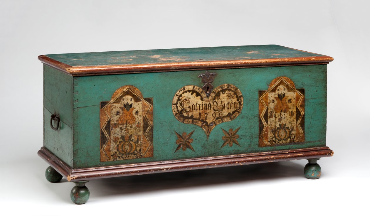 Beschilderde kist, ca. 1790 door American School