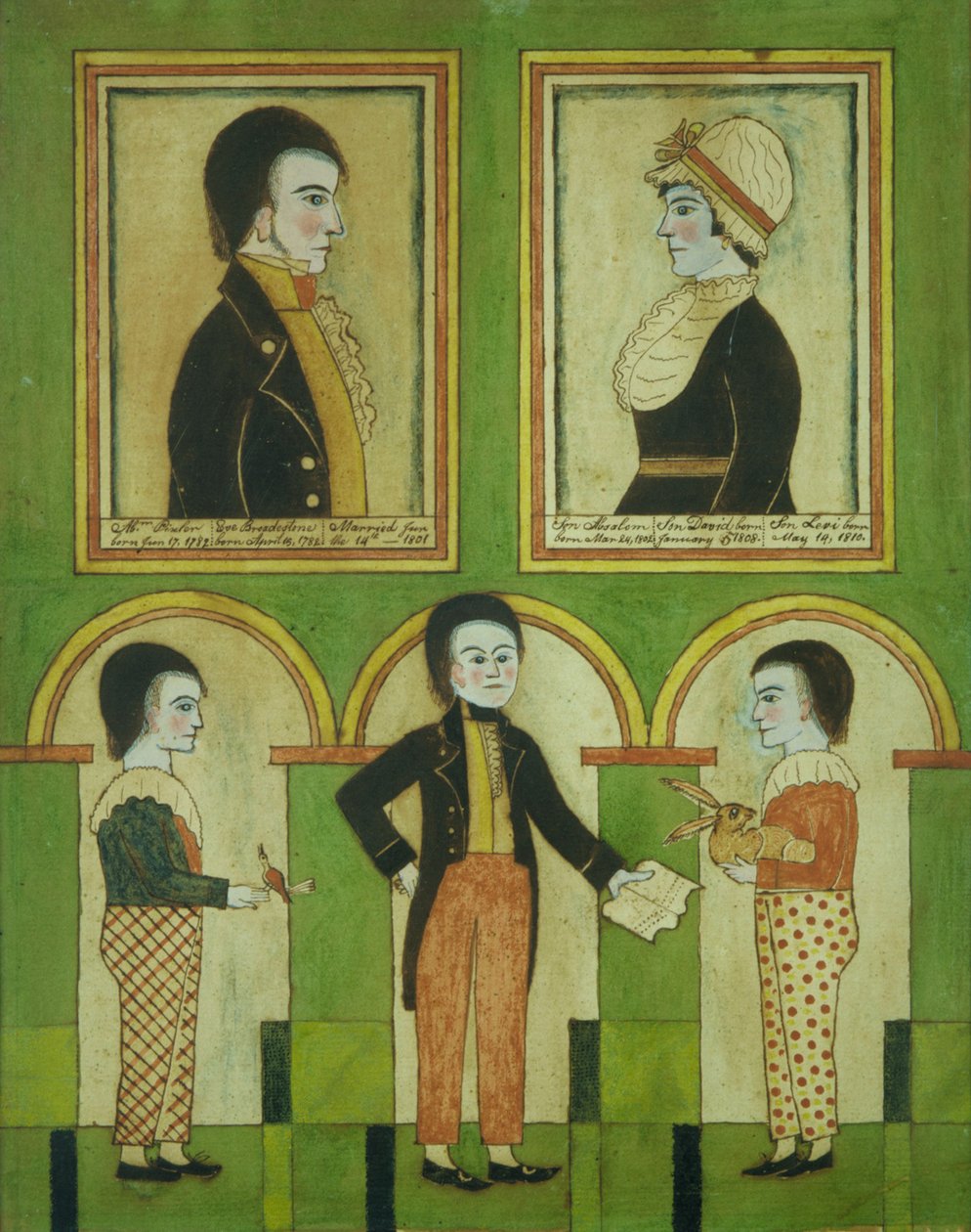 De familie Abraham Pixler, ca. 1815 door American School