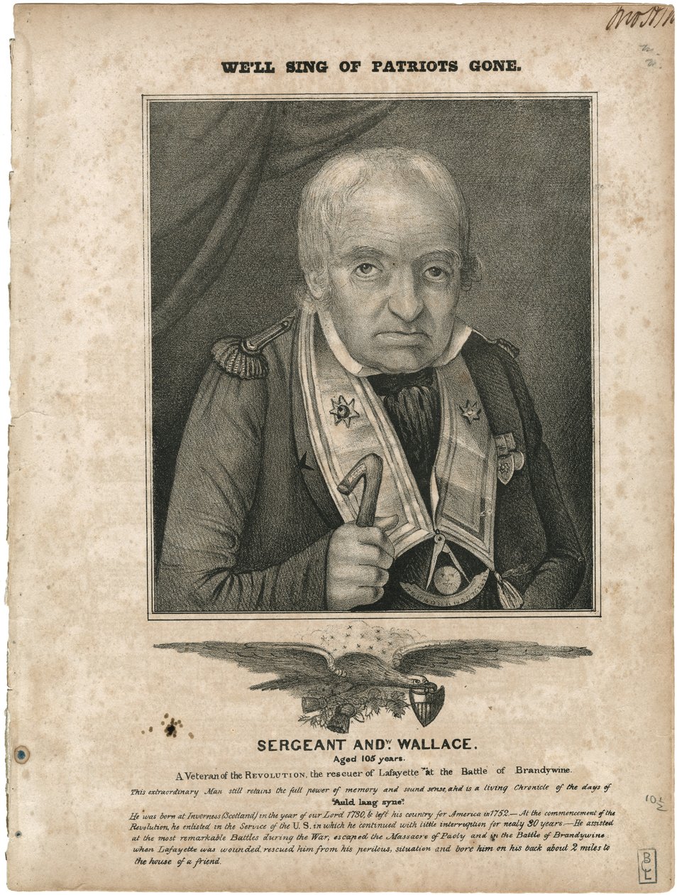 We zullen zingen van patriotten die zijn gegaan, door William Clifton [bladmuziek omslag], c.1835 door American School