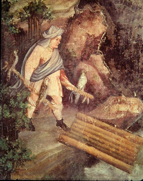 De maand juli, detail van een valkenier door Bohemian School