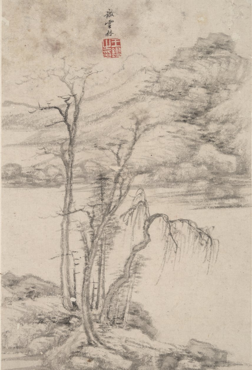 Landschap in de Stijl van Verschillende Oude Meesters: In de Stijl van Ni Zan, 1669 door Chinese School