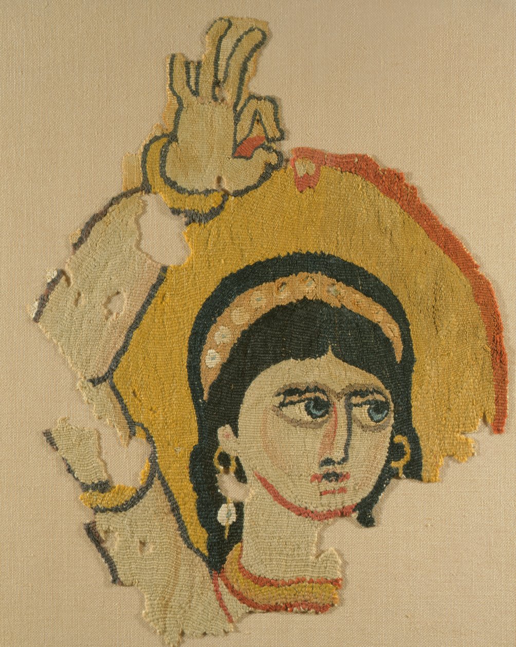 Hoofd van een danser, wandtapijt door Coptic
