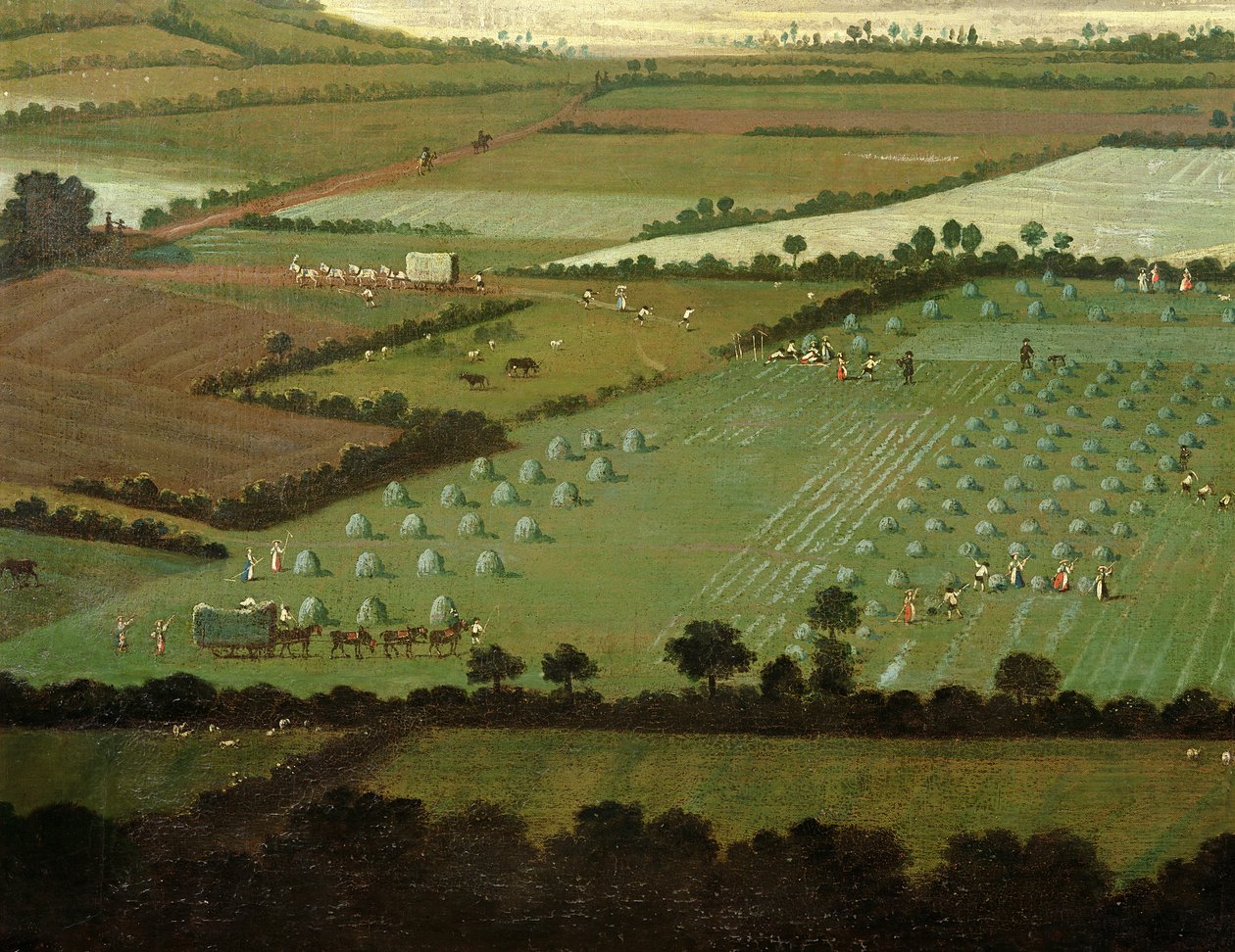 Platteland rond Dixton Manor, c.1725 (detail) door English School