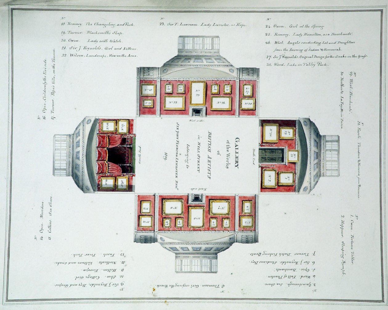 Ophangplan van Sir John Leicesters galerij, Hill Street, c.1806 door English School