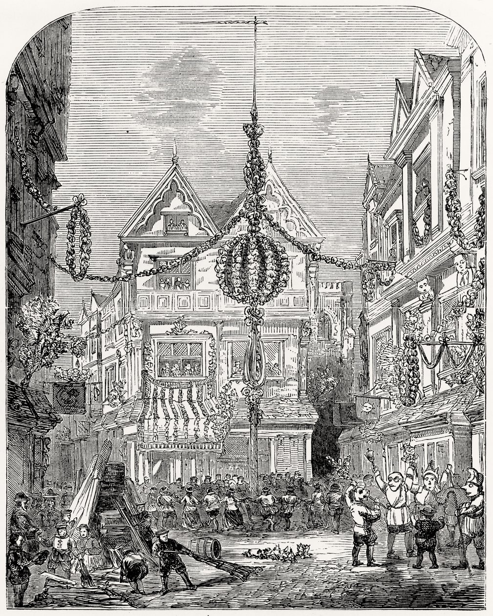 Vreugde bij de restauratie van Karel II (1630-85) mei 1660 door English School