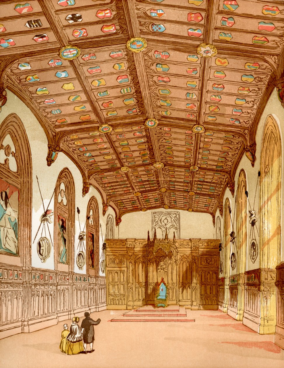 St. Georges Hall, Windsor Castle, Windsor, Engeland, uit Old England: A Pictorial Museum, pub. 1847 door English School
